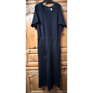 Spanx NWT 50625R AirEssentials Cropped Wide Leg Jumpsuit in Black Aireluxe